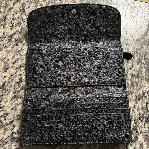 Coach Black Pebbled Leather Checkbook Wallet EUC - Picture 6 of 8